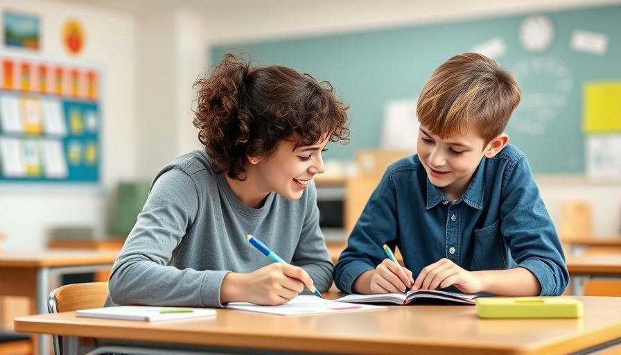 Teacher assisting student with math in classroom, Fort Worth ISD.