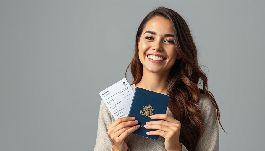 Happy woman with passport discussing REAL ID requirements for travel.
