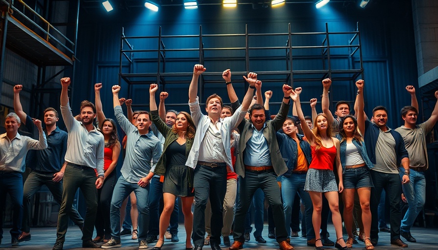Performers at Midlothian High School Musical Award show raising fists.