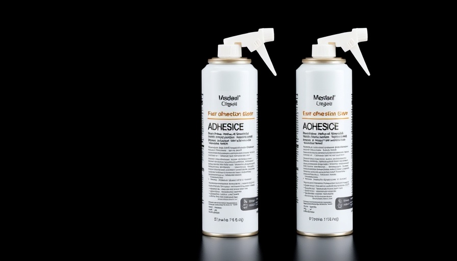 Commercial roofing adhesive technology canisters on black background.