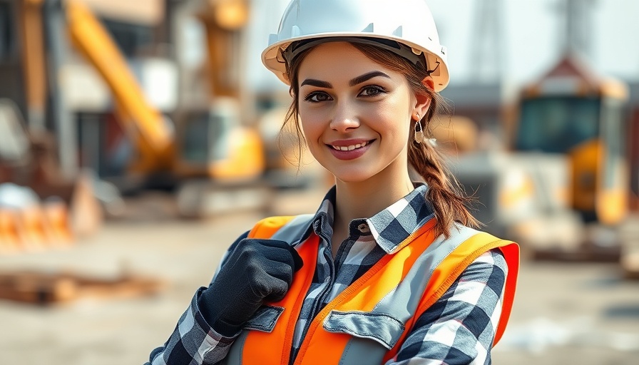 Female Roofing Professional of the Year posing confidently at construction site.