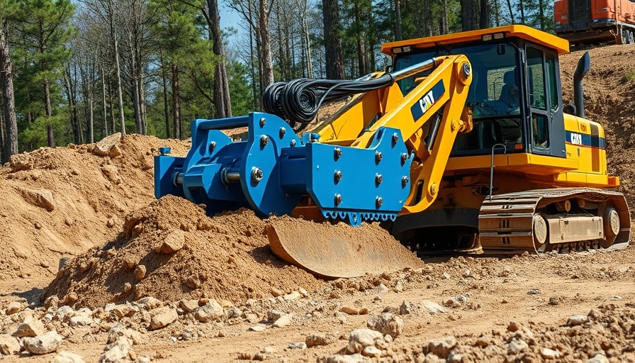 Blue Diamond hydraulic rock rake on construction site