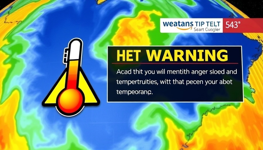 Weather map showing heatwave risks for businesses highlighted.