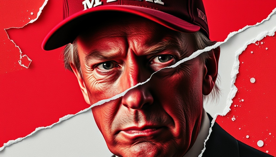 Surreal torn collage over unidentified man in MAGA cap.