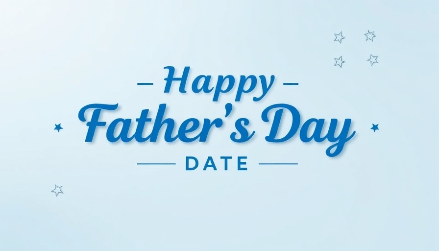 Father's Day promotional banner with blue decorations.