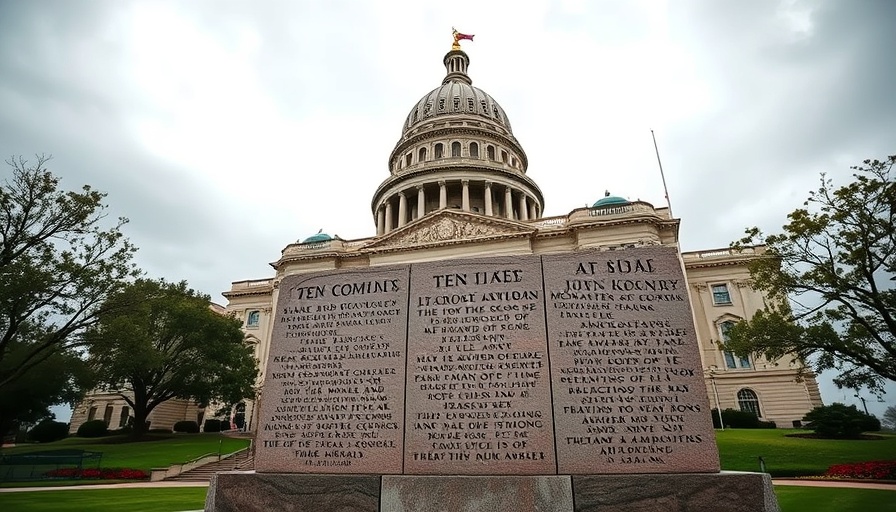 Ten Commandments monument at Texas Capitol related to education mandates.