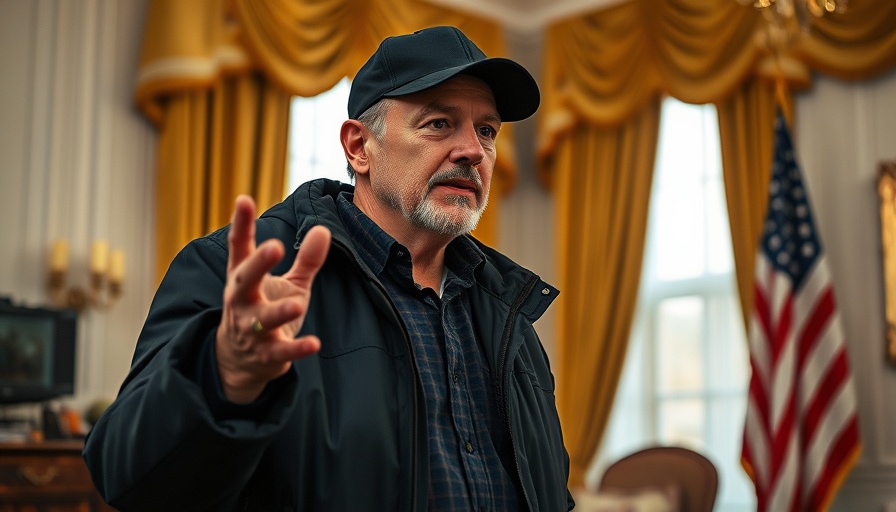 Man in black jacket and cap gesturing in a decorated room, related to Department of Government Efficiency DOGE