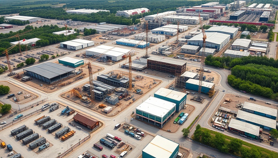 Industrial construction site showcasing commercial construction spending.