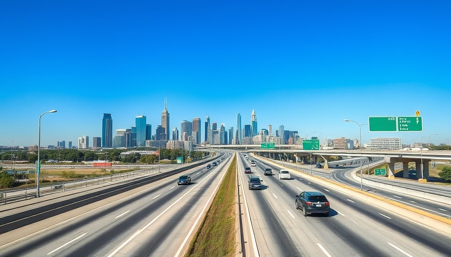 North Texas highway traffic and skyline illustrating air quality.