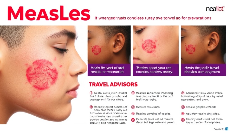 Informative poster on Dallas County measles case and symptoms.