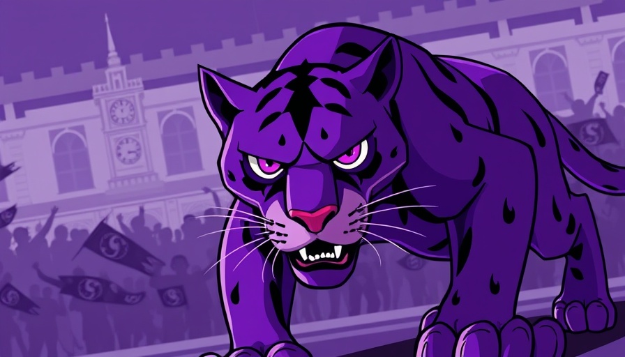 No Kings rally Fort Worth poster with purple panther and city backdrop.