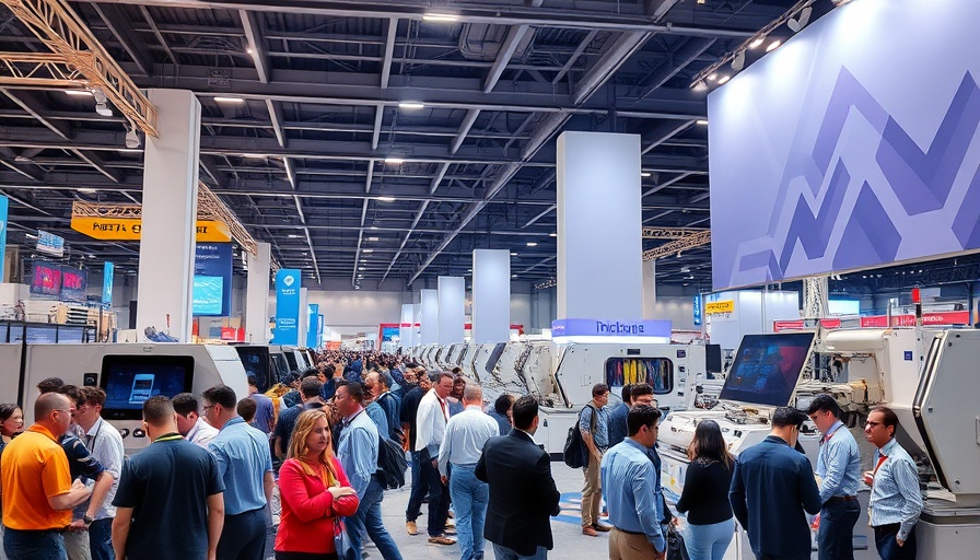 Attendees at METALCON 2025 engage with machinery.