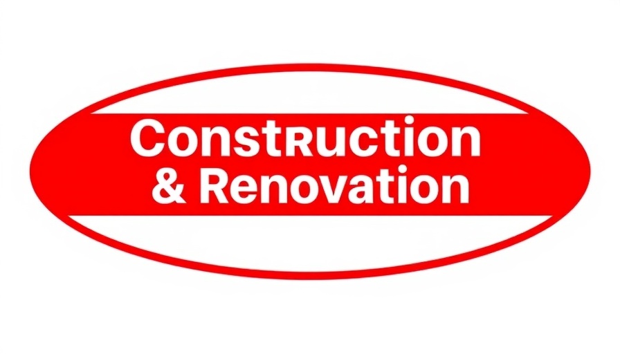 Commercial construction logo with red oval design