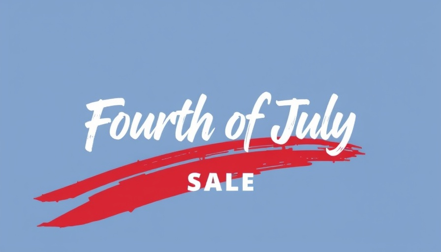 Fourth of July sale banner with patriotic colors.