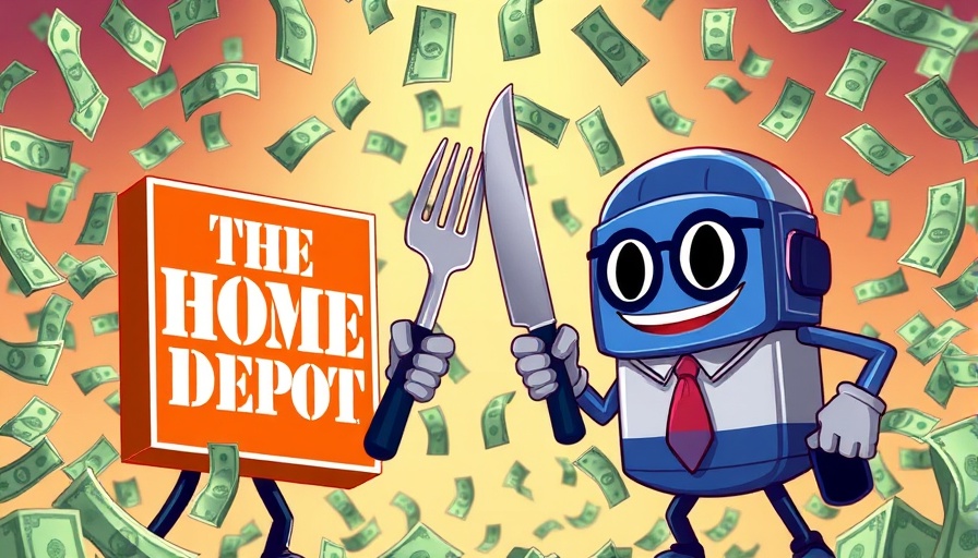 Home Depot GMS Pursuit corporate rivalry illustration with logos and cash.