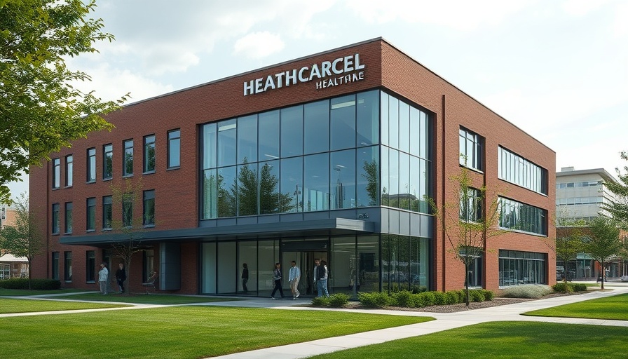 Modern commercial healthcare building exterior for May 2025 construction start.