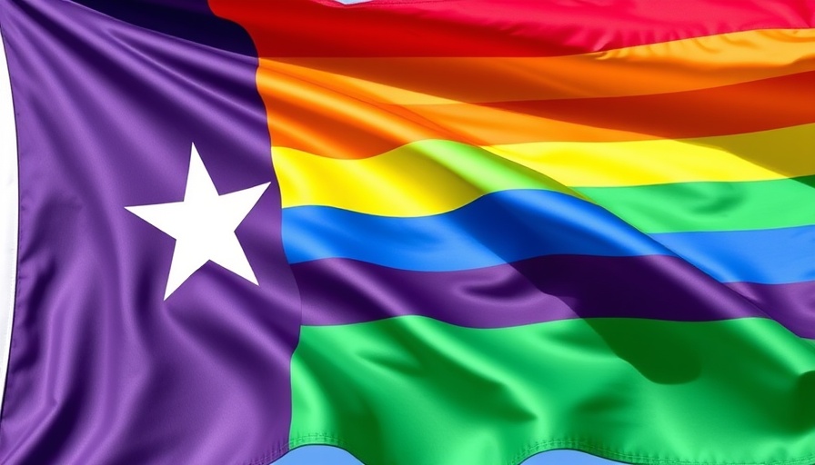 Vibrant Texas pride flag waving, symbolizing Rio Grande Valley LGBTQ+ Community.