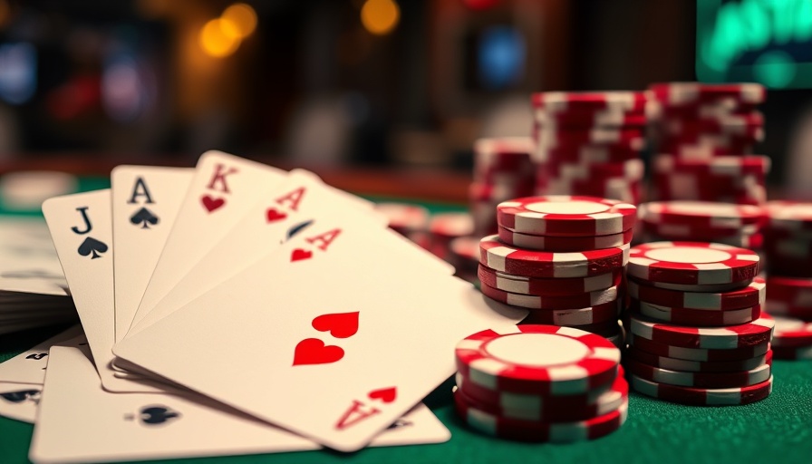 Poker cards and chips on casino table; state-regulated online casinos.