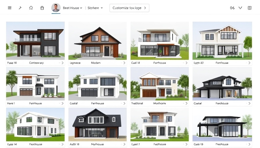 Digital display of customizable house styles in modern interface.