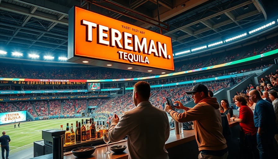 Teremana Tequila bar at Rangers game, where a bartender serves a customer.