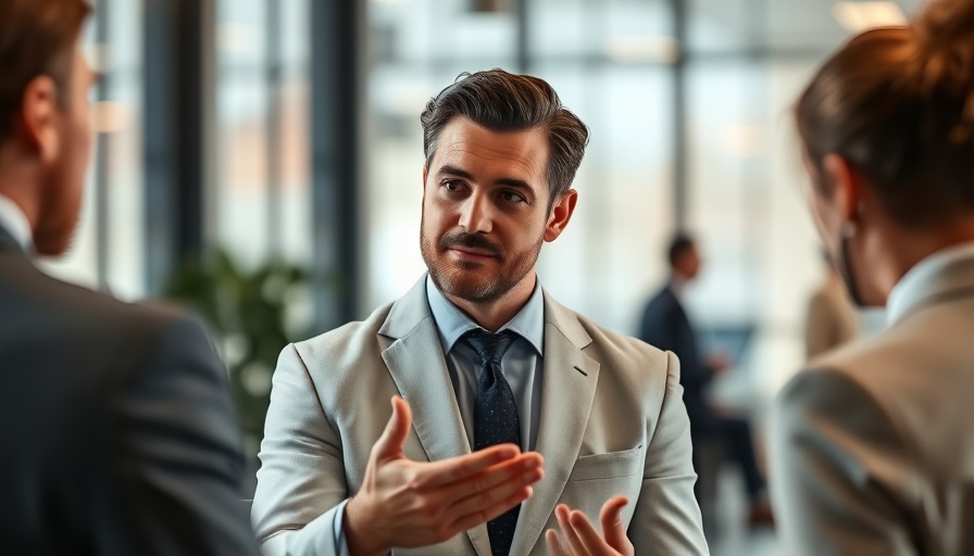 Confident leader attentively listening in a modern office setting.