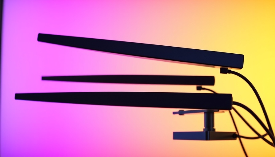 Modern indoor TV antennas with gradient background.