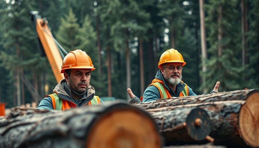 Outdoor construction workers guiding logs with cranes for workplace safety.