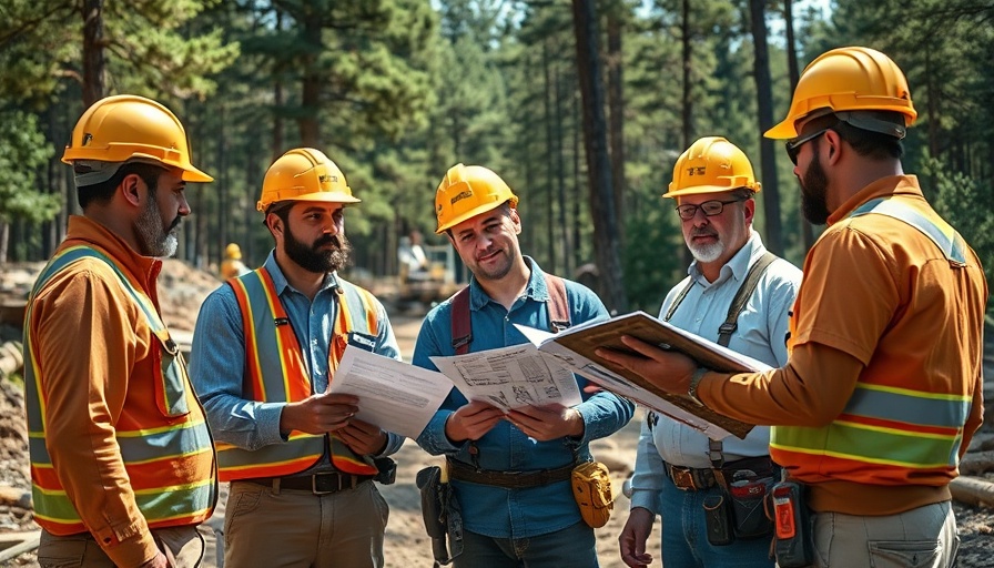 Army Corps disaster recovery construction workers collaborating on site.