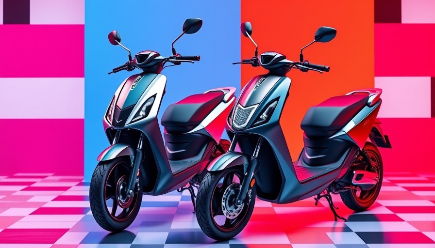 Futuristic electric scooters on a modern checkered background, showcasing designs for Best Electric Scooters 2025.