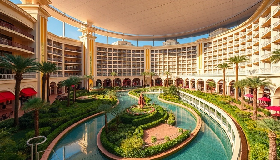 Casino expansion project with lush landscaping and lazy river.