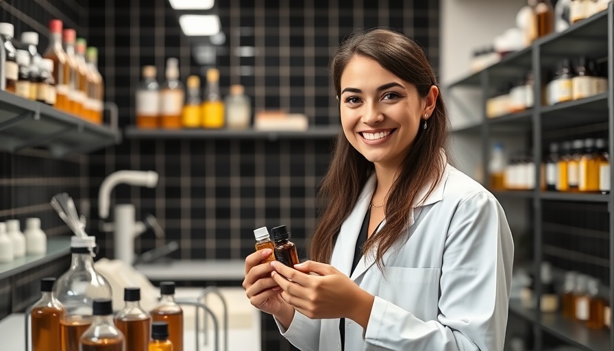 Businesswoman exemplifying entrepreneurial intuition in modern lab.