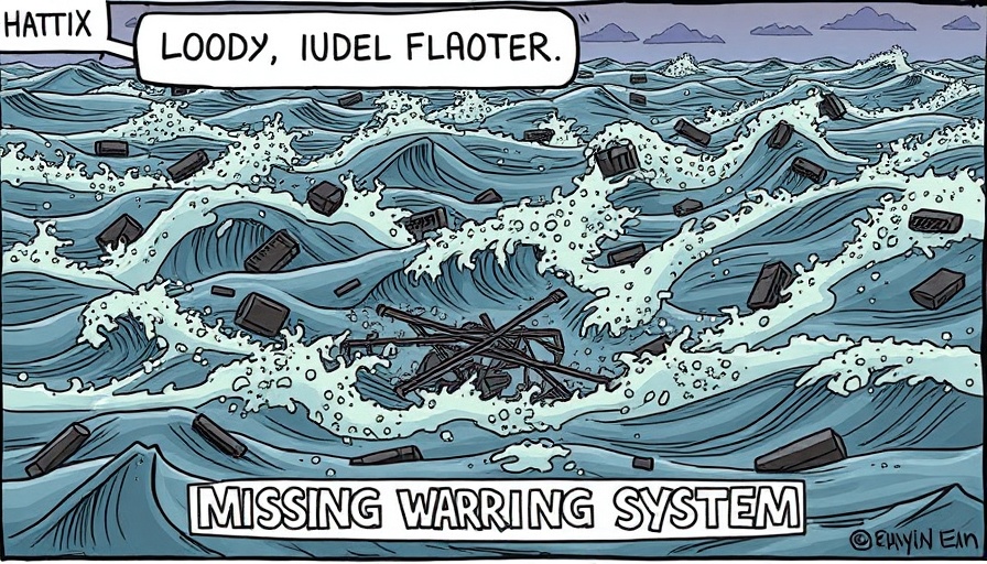 Texas Floods Community Resilience: Satirical cartoon on flood warning failures.
