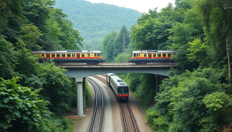 Virginia Rail Bypass with trains in a forested area