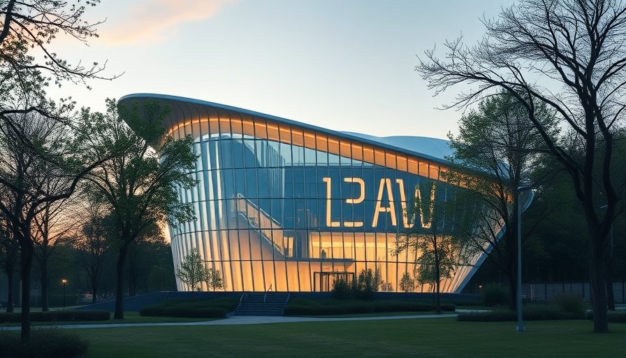 Eco-friendly park polycarbonate facade building at dusk.
