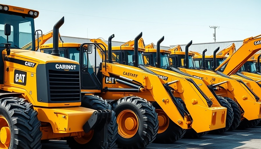 Yellow construction tractors symbolize equipment rental revenue growth.