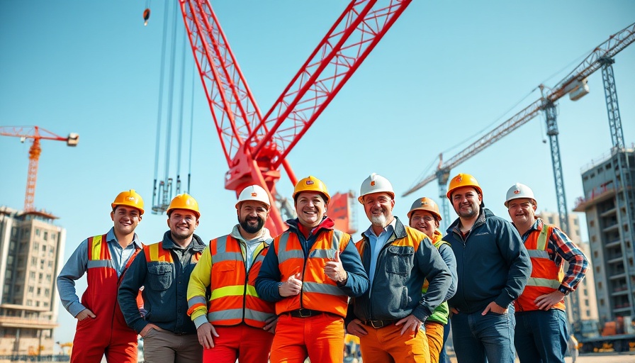 Construction workers gathered at site affected by Fluor project cancellations due to tariffs.
