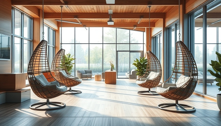 NanaWall 2025 NanaAwards submissions: modern lounge design with hanging chairs.