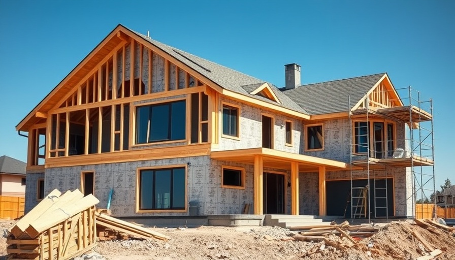 Modern house construction showing cladding for buildings.