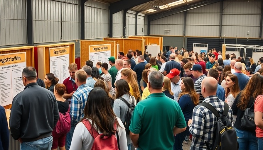 Visitors at the 2025 Farm Progress Show gathering at registration.
