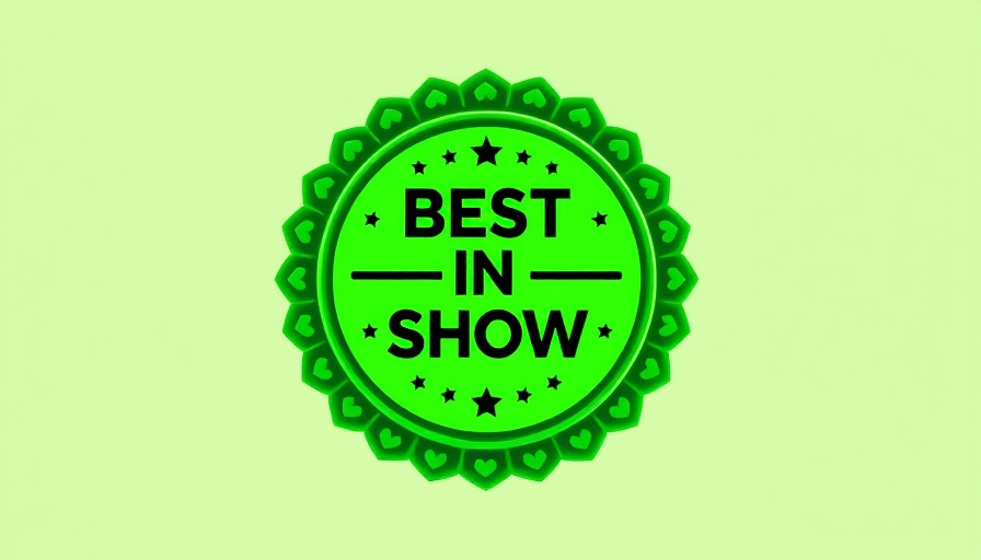2025 New Product Showcase Awards vibrant green badge with 'BEST IN SHOW' lettering.