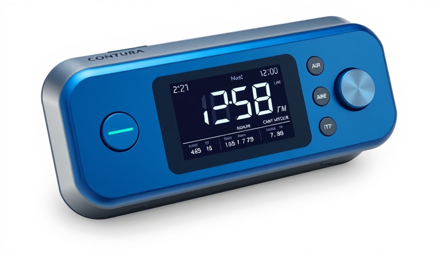 Sleek blue Contura Pulse Controller for air management, isolated view