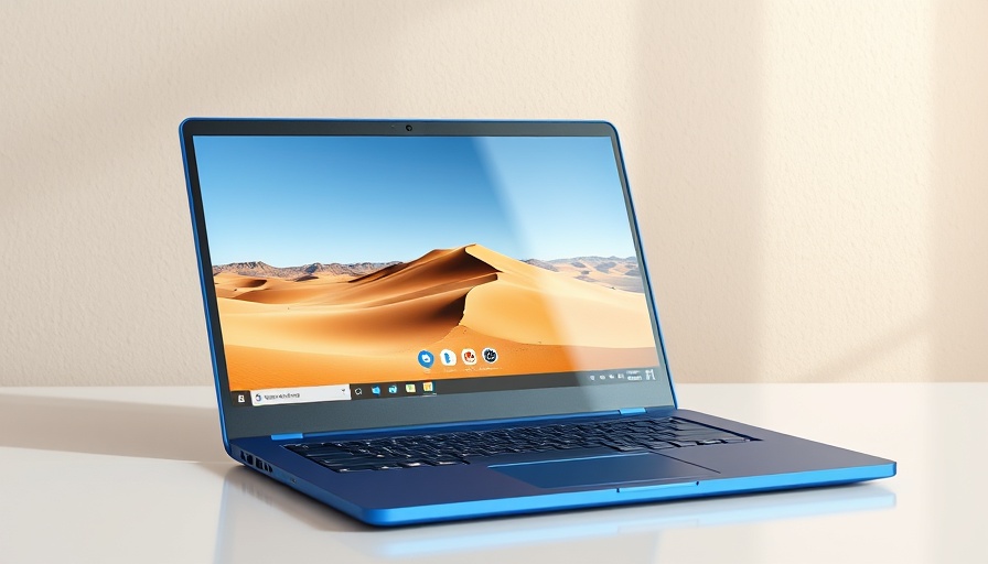 Sleek blue Chromebook showing a landscape, big screen Chromebook deal.