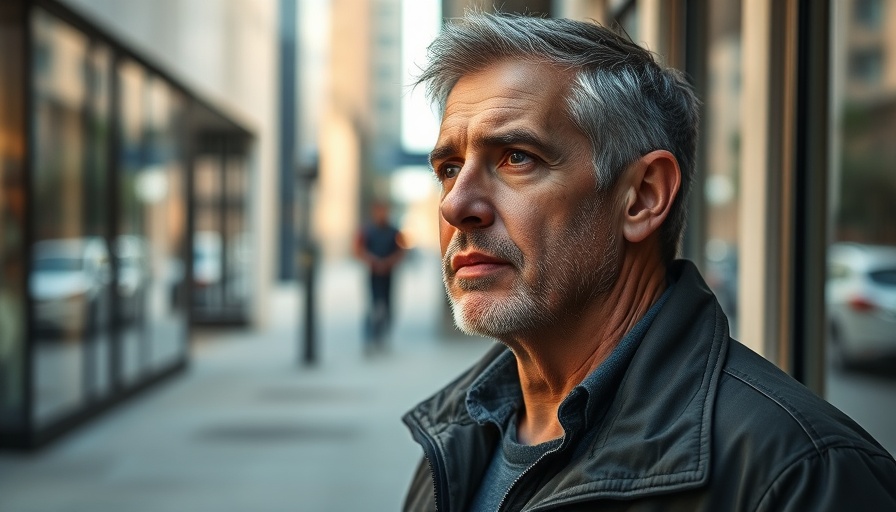 Thoughtful man outdoors, urban setting, condemn anti-Muslim posts context.