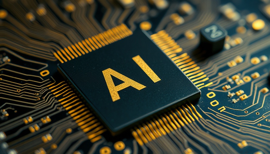 AI Innovation in Construction Industry: Close-up of AI microchip with circuit board.