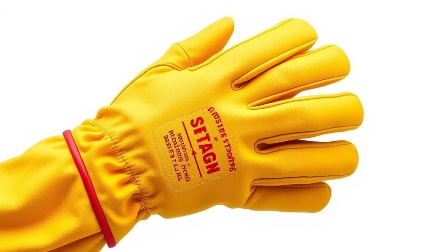 Saf-T-Gard Flexi-Fit Leather Protector Gloves with red cuffs.