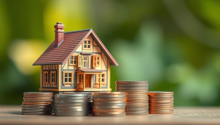 Coins stacked next to a model house illustrating roofing rules.