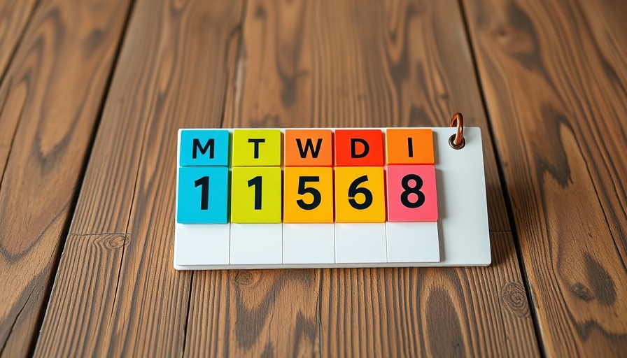 Four-day work week calendar with play pieces on wooden floor, Politics of Time in Construction
