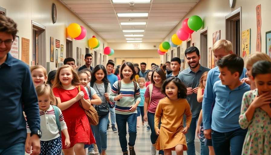Fort Worth ISD Investments July: Students and parents gather in a school hallway.