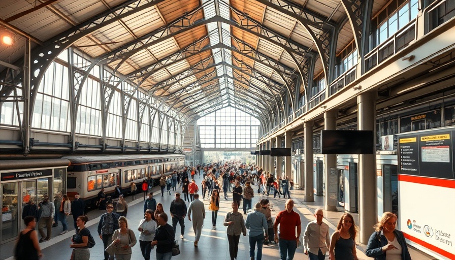 2025 crowd at modern train station showcasing trends.