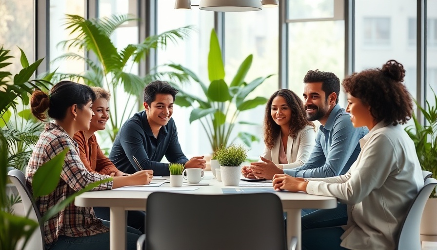 Diverse employees discussing mental health in a serene office